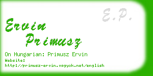 ervin primusz business card